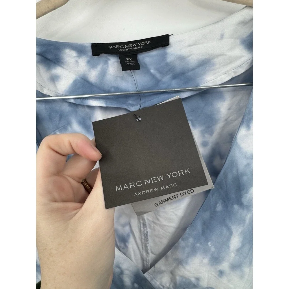 Marc‎ New York Kimono Beach Cover Women 2X Blue Summer Preppy Coastal NEW Summer
